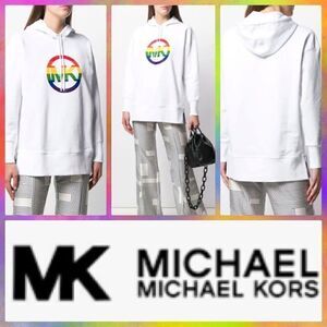 NWT MSRP $155 MICHAEL Michael Kors Rainbow Logo Hoodie Women's Size XS